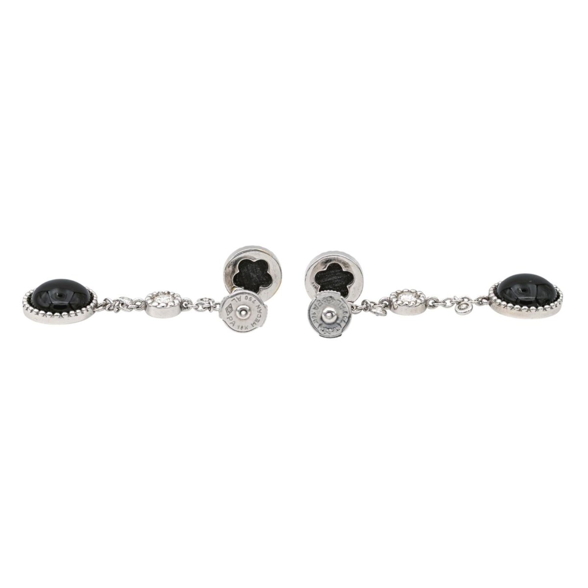Boucles d'oreilles Pendantes SUSIE OTÉRO en or blanc, onyx et diamants - Castafiore