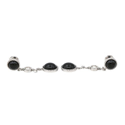 Boucles d'oreilles Pendantes SUSIE OTÉRO en or blanc, onyx et diamants - Castafiore