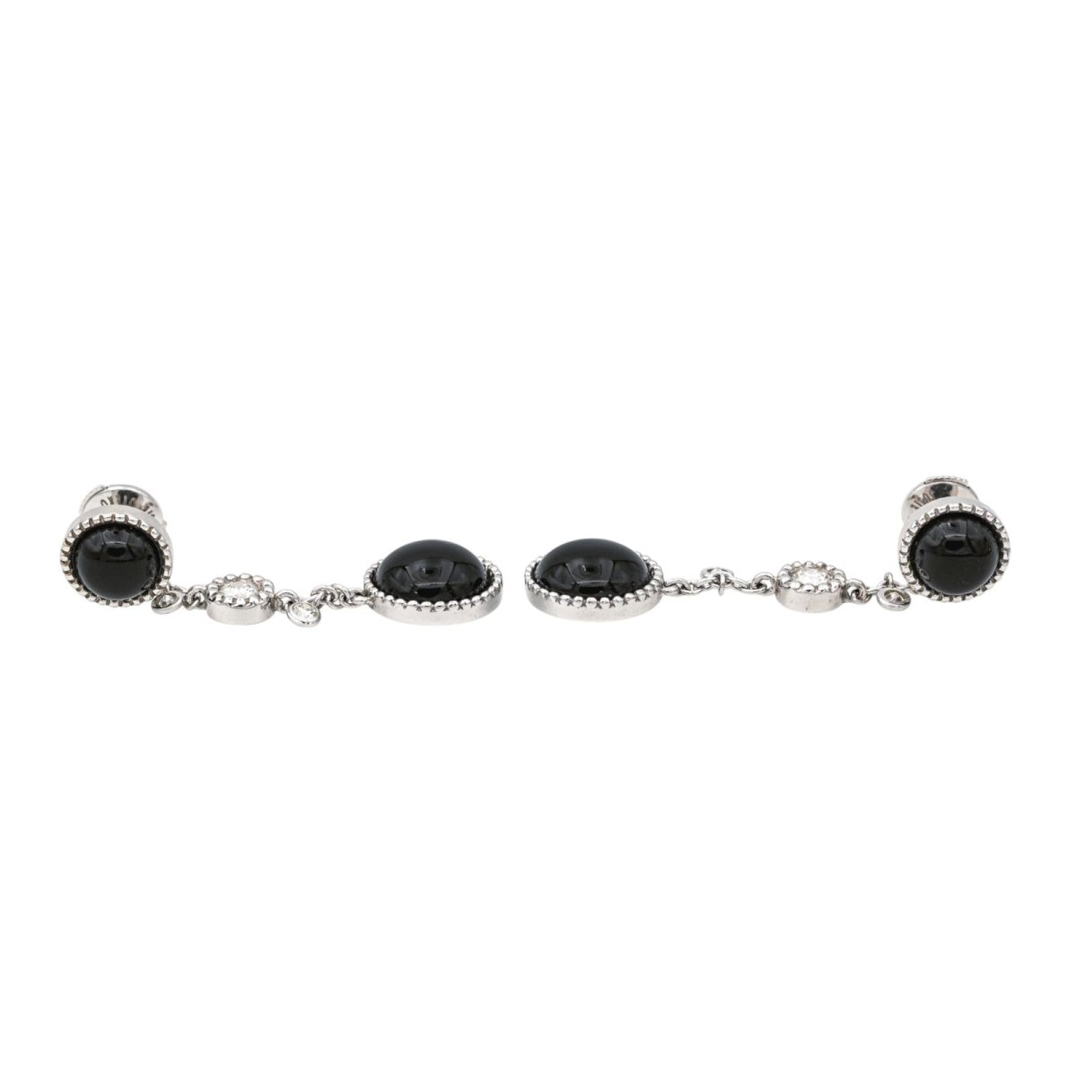 Boucles d'oreilles Pendantes SUSIE OTÉRO en or blanc, onyx et diamants - Castafiore