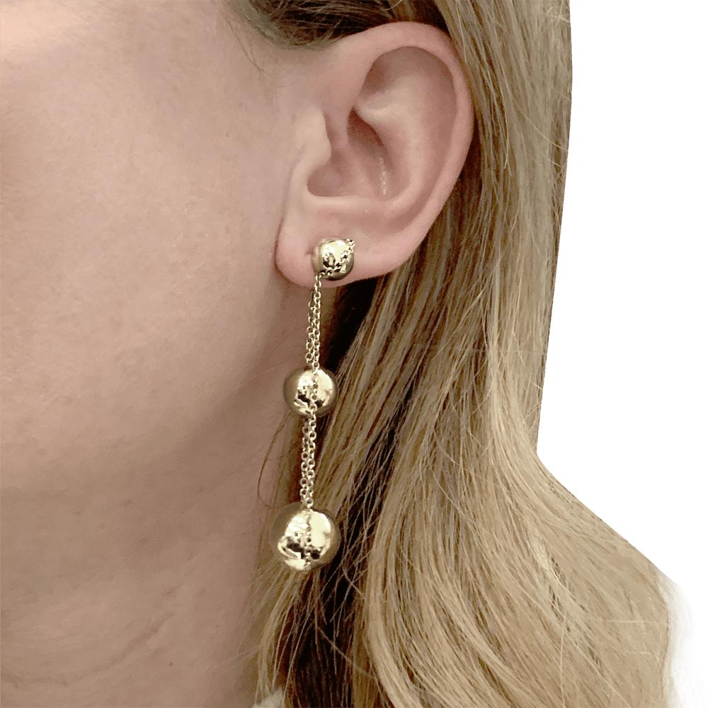 Boucles d'oreilles Pendantes TIFFANY & CO. "HardWear Drop Ball" en or jaune - Castafiore