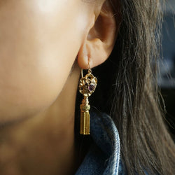 Boucles d'oreilles Pendants or jaune et rose améthyste - Castafiore