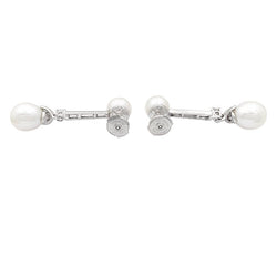 Boucles d'oreilles perles, diamants, platine, or blanc. - Castafiore
