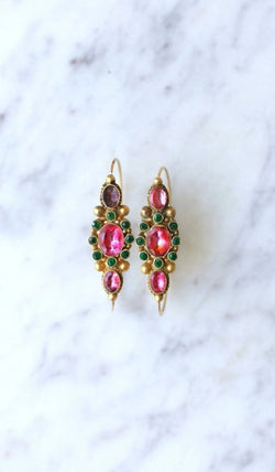 Boucles d’oreilles Poissardes en or et strass - Castafiore