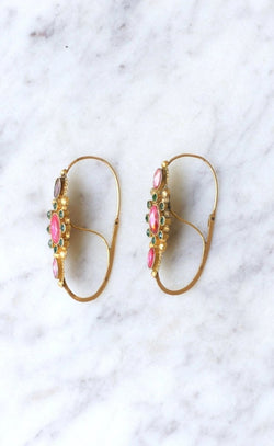 Boucles d’oreilles Poissardes en or et strass - Castafiore