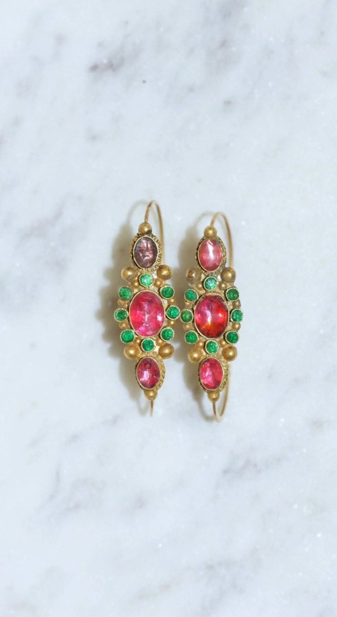 Boucles d’oreilles Poissardes en or et strass - Castafiore