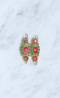 Boucles d’oreilles Poissardes en or et strass - Castafiore