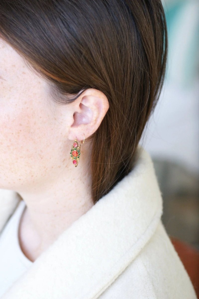 Boucles d’oreilles Poissardes en or et strass - Castafiore