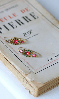 Boucles d’oreilles Poissardes en or et strass - Castafiore
