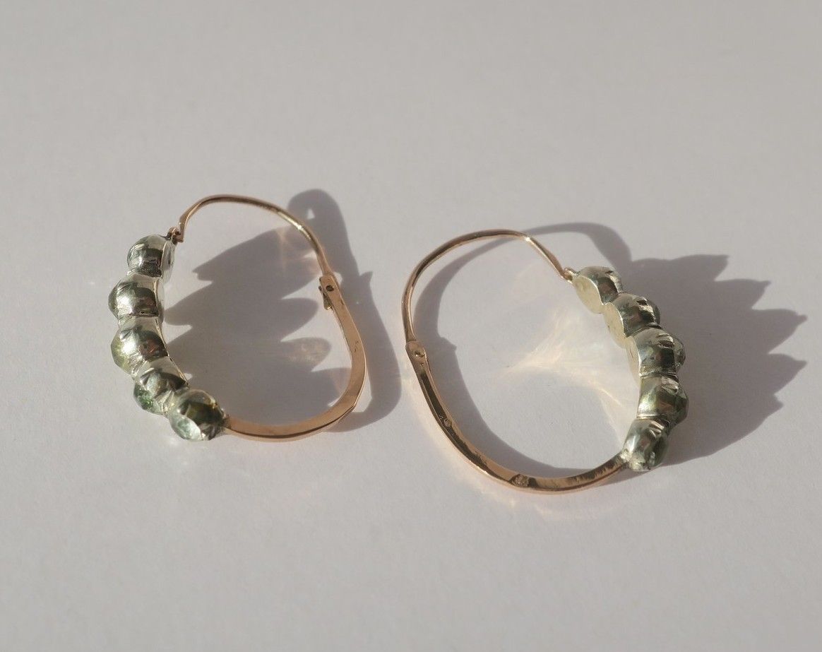 Boucles d'oreilles Poissardes en or rose et argent - Castafiore