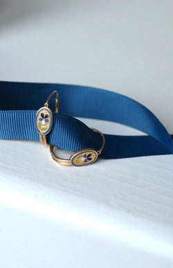 Boucles d'oreilles poissardes fleur émail - Castafiore