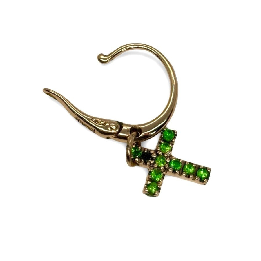 Boucles d'oreilles POMELLATO Croix en or rose et émeraudes - Castafiore