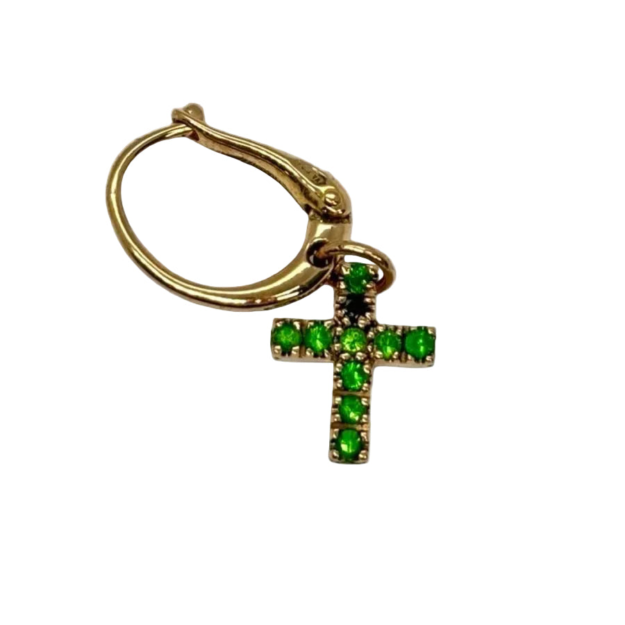 Boucles d'oreilles POMELLATO Croix en or rose et émeraudes - Castafiore