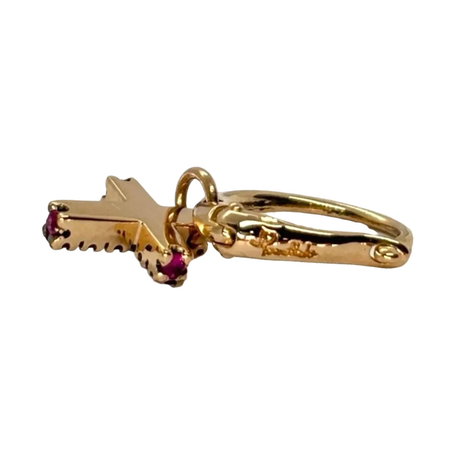 Boucles d'oreilles POMELLATO Croix en or rose et rubis - Castafiore