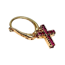 Boucles d'oreilles POMELLATO Croix en or rose et rubis - Castafiore