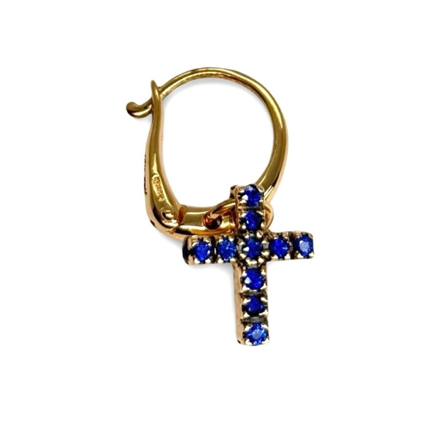 Boucles d'oreilles POMELLATO Croix en or rose et saphir - Castafiore