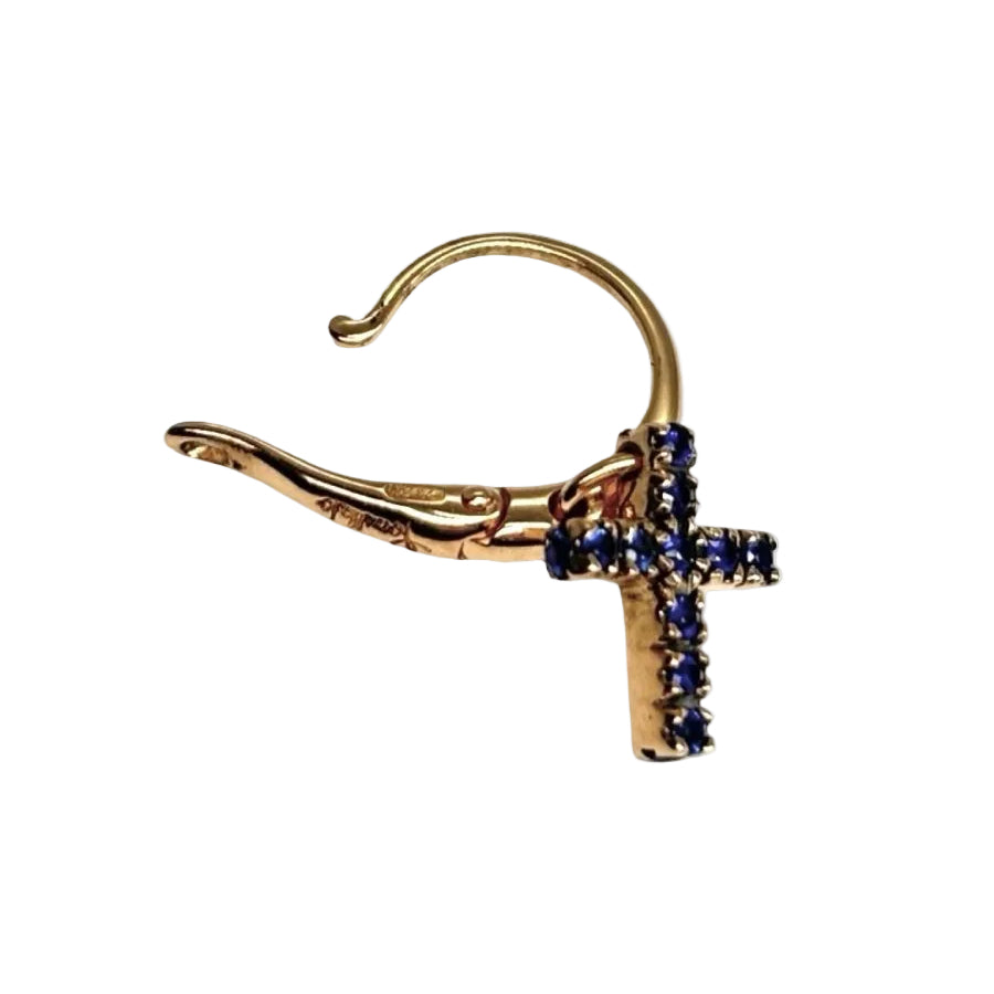 Boucles d'oreilles POMELLATO Croix en or rose et saphir - Castafiore