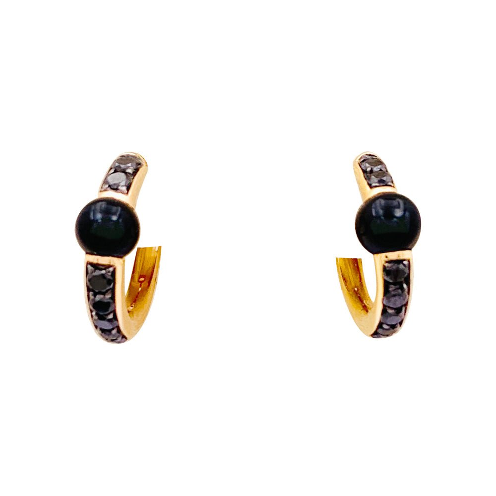 Boucles d'oreilles Pomellato, "M'ama non M'ama", en or rose, onyx et diamants - Castafiore