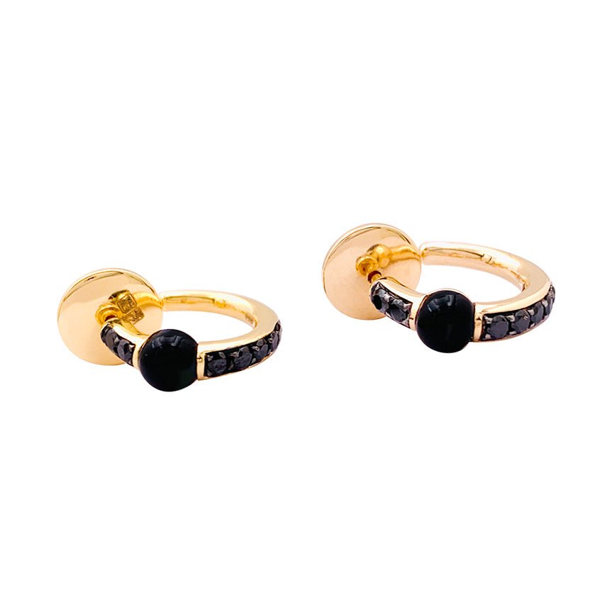 Boucles d'oreilles Pomellato, "M'ama non M'ama", en or rose, onyx et diamants - Castafiore