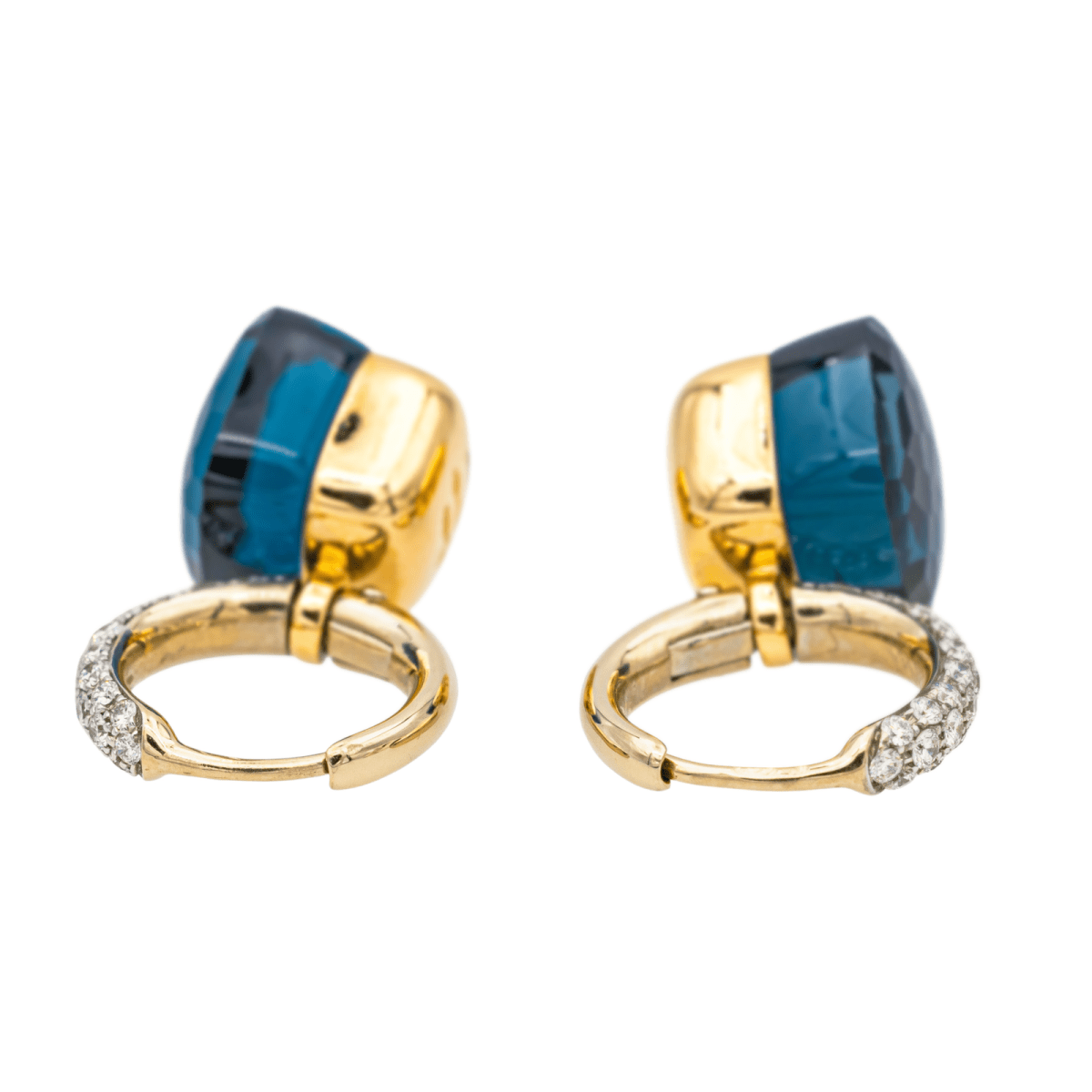 Boucles d'oreilles POMELLATO "Nudo" en or rose, topazes et diamants - Castafiore