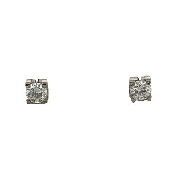 Boucles d'oreilles Puces CARTIER "Double C" en or blanc et diamants - Castafiore