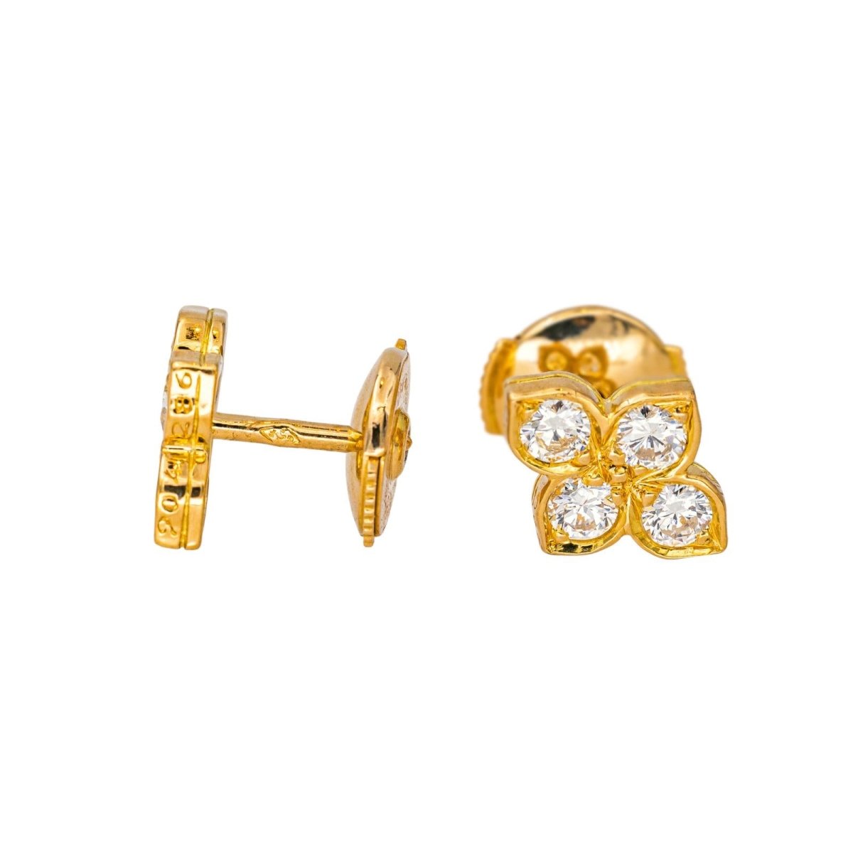 Boucles d'oreilles Puces CARTIER "Hindu" en or jaune et diamants - Castafiore