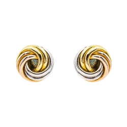 Boucles d'oreilles Puces CARTIER "Trinity" en or jaune, or blanc et or rose - Castafiore
