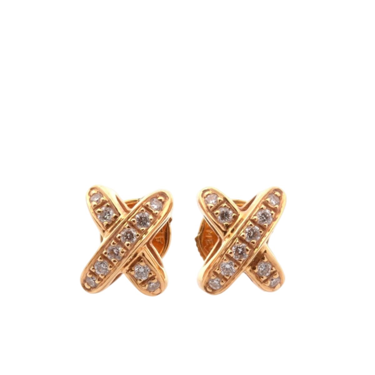 Boucles d'oreilles Puces CHAUMET en or jaune et diamants - Castafiore