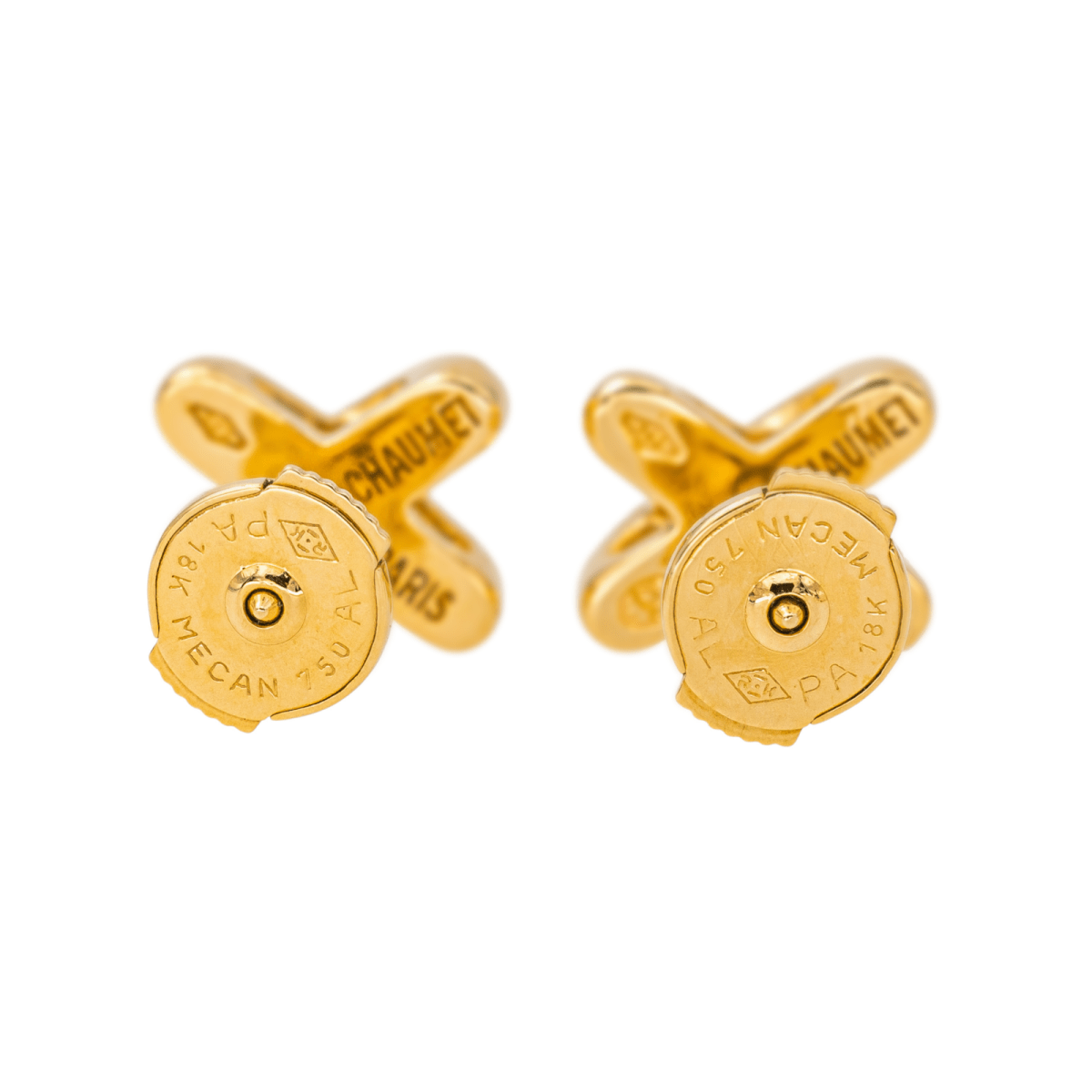 Boucles d'oreilles Puces CHAUMET "Jeux de Liens" en or jaune et diamants - Castafiore