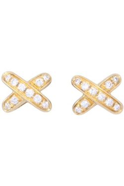 Boucles d'oreilles Puces CHAUMET "Jeux de Liens" en or jaune et diamants - Castafiore