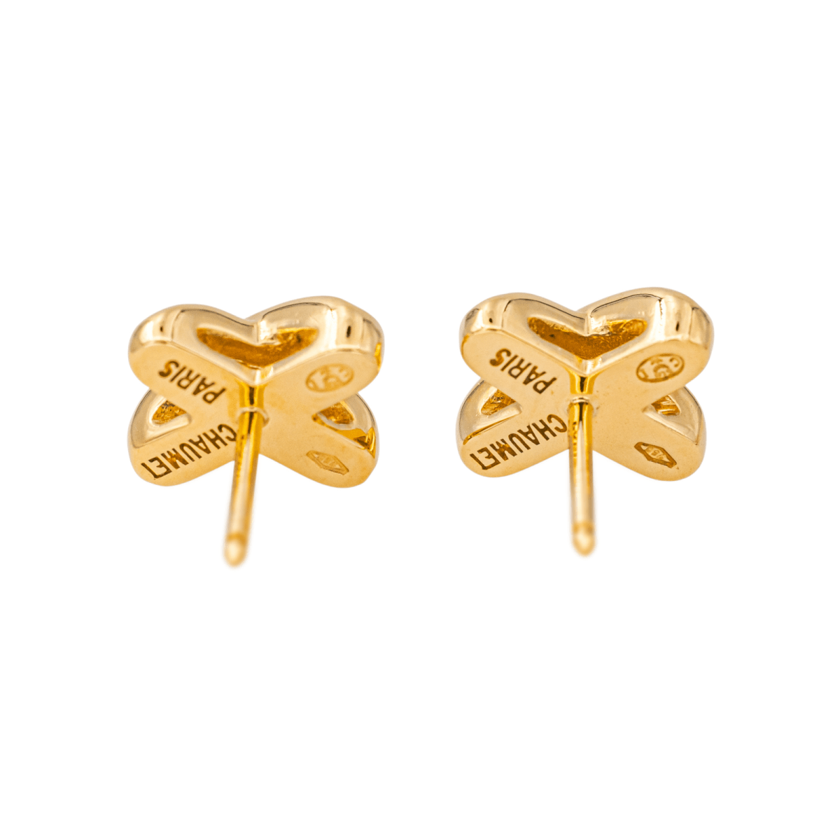 Boucles d'oreilles Puces CHAUMET "Jeux de Liens" en or jaune et diamants - Castafiore