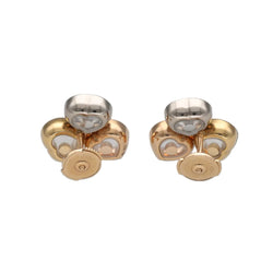 Boucles d'oreilles Puces CHOPARD "Happy Curve" en or blanc, or jaune, or rose et diamants - Castafiore