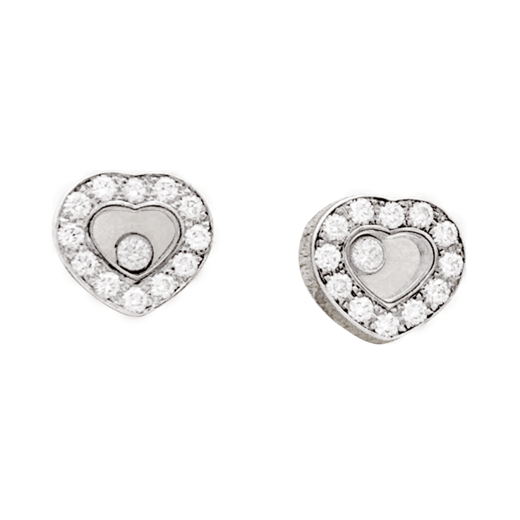 Boucles d'oreilles Puces CHOPARD "Happy diamonds" en or blanc et diamants - Castafiore