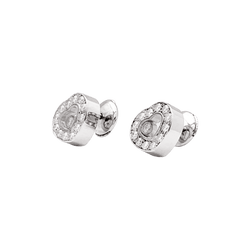 Boucles d'oreilles Puces CHOPARD "Happy diamonds" en or blanc et diamants - Castafiore