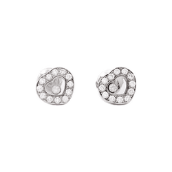 Boucles d'oreilles Puces CHOPARD "Happy diamonds" en or blanc et diamants - Castafiore