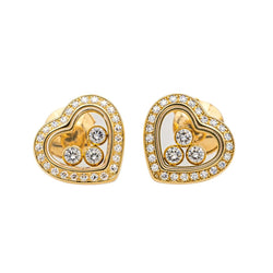 Boucles d'oreilles Puces CHOPARD "Happy Diamonds Icons" en or jaune et diamants - Castafiore