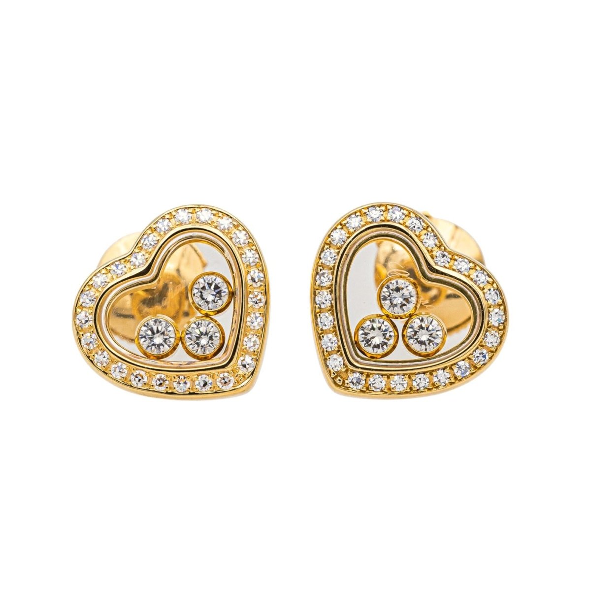 Boucles d'oreilles Puces CHOPARD "Happy Diamonds Icons" en or jaune et diamants - Castafiore