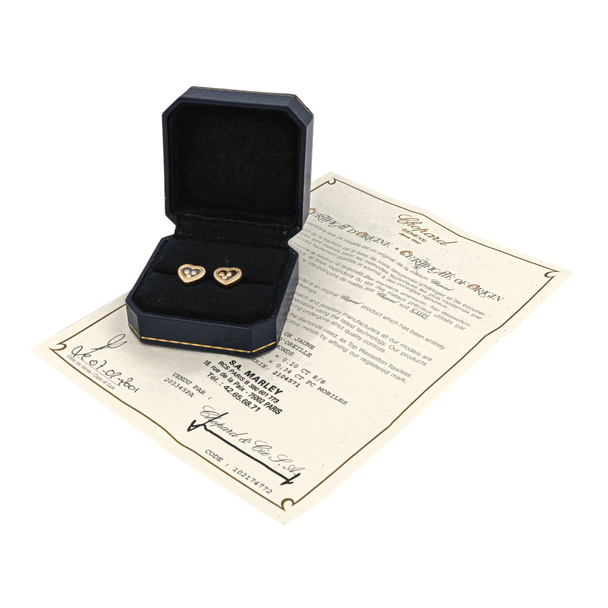 Boucles d'oreilles Puces CHOPARD "Happy Diamonds Icons" en or jaune et diamants - Castafiore