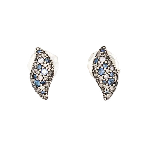 Boucles d'Oreilles Puces DAVID YURMAN en argent, saphirs et diamants - Castafiore