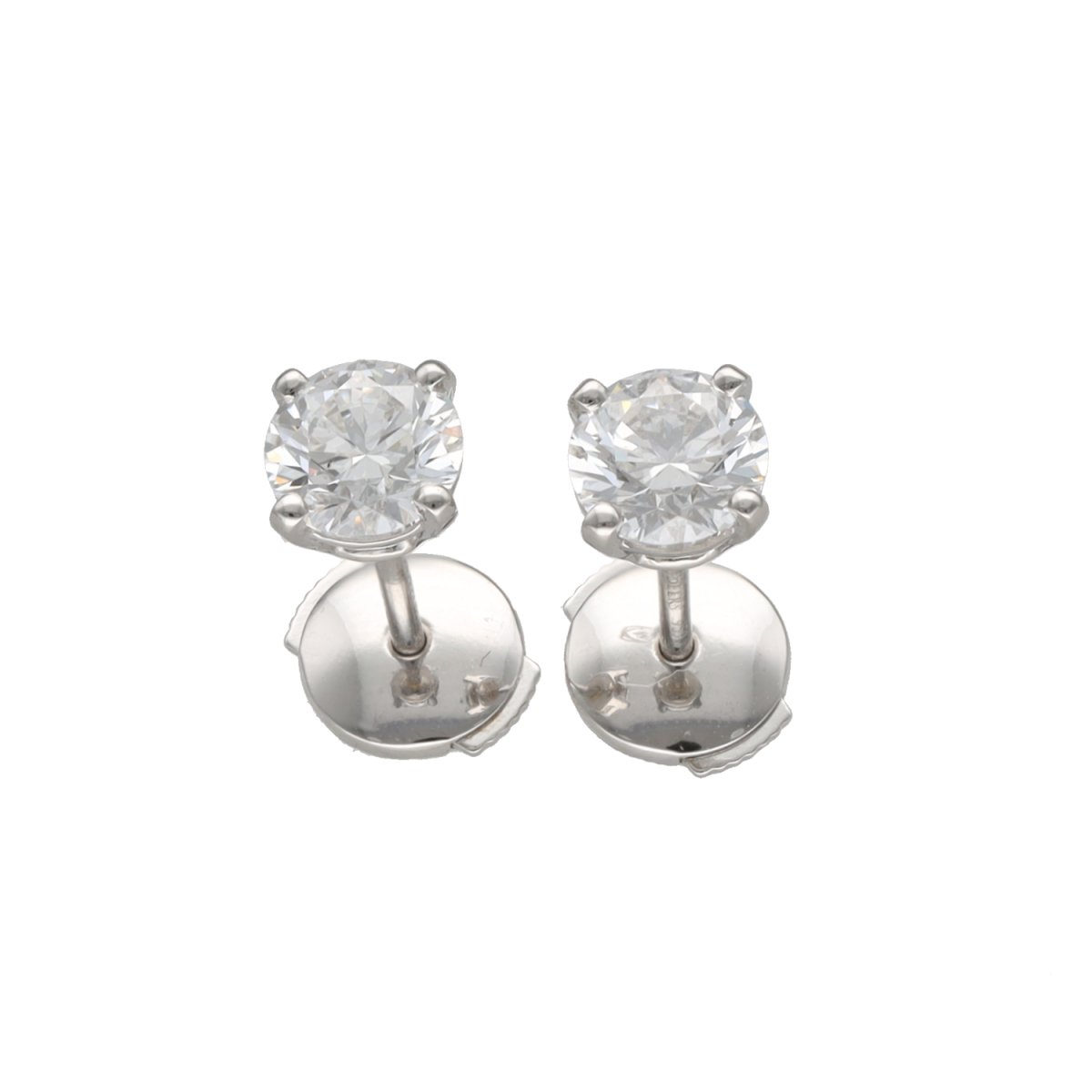 Boucles d'oreilles Puces DE BEERS en platine et diamants - Castafiore