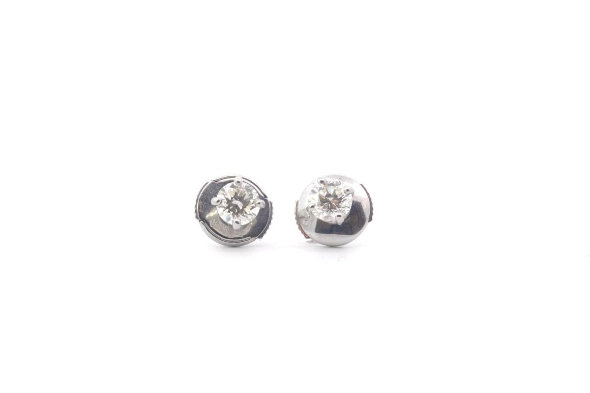 Boucles d’oreilles puces diamants extra blanc en or 18k - Castafiore
