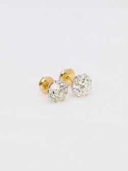 Boucles d'oreilles puces diamants taille ancienne 3.37 ct - Castafiore