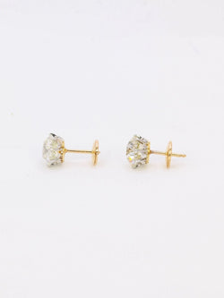 Boucles d'oreilles puces diamants taille ancienne 3.37 ct - Castafiore