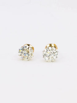 Boucles d'oreilles puces diamants taille ancienne 3.37 ct - Castafiore