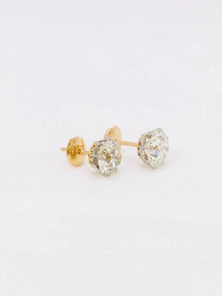 Boucles d'oreilles puces diamants taille ancienne 3.37 ct - Castafiore