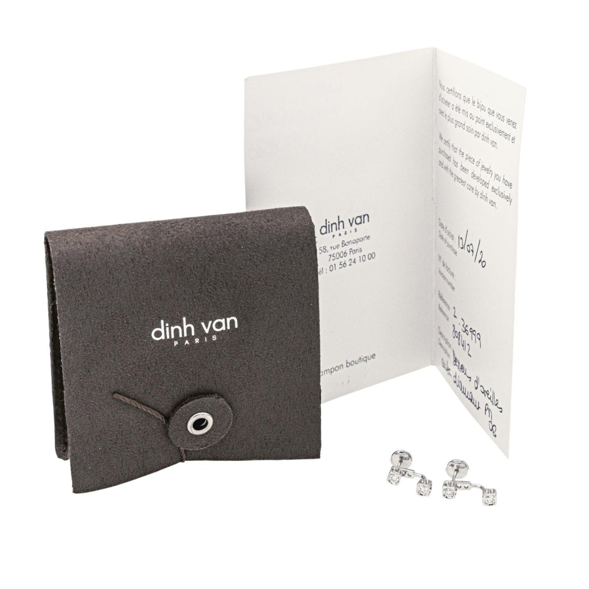 Boucles d'oreilles Puces DINH VAN "Cube" en or blanc et diamants - Castafiore