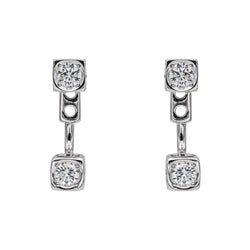 Boucles d'oreilles Puces DINH VAN "Cube" en or blanc et diamants - Castafiore