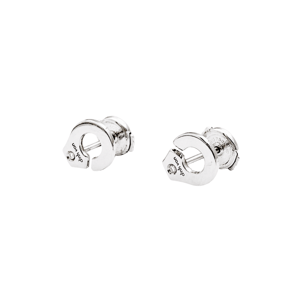 Boucles d'oreilles Puces DINH VAN "Menottes R7,5" en or blanc et diamants - Castafiore