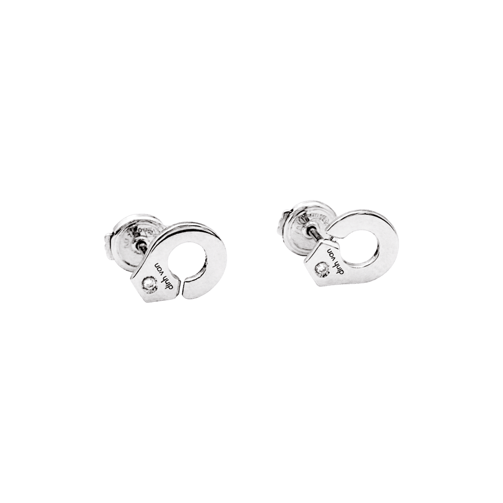 Boucles d'oreilles Puces DINH VAN "Menottes R7,5" en or blanc et diamants - Castafiore