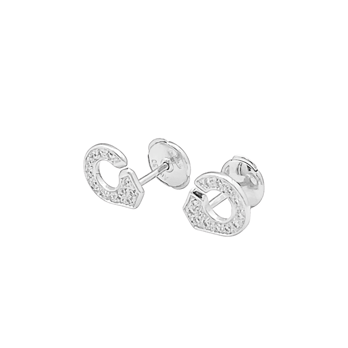 Boucles d'oreilles Puces DINH VAN "Menottes R7,5" en or blanc et diamants - Castafiore