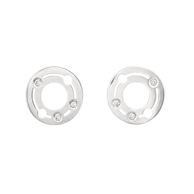 Boucles d'oreilles Puces DINH VAN "Pulse" en or blanc et diamants - Castafiore